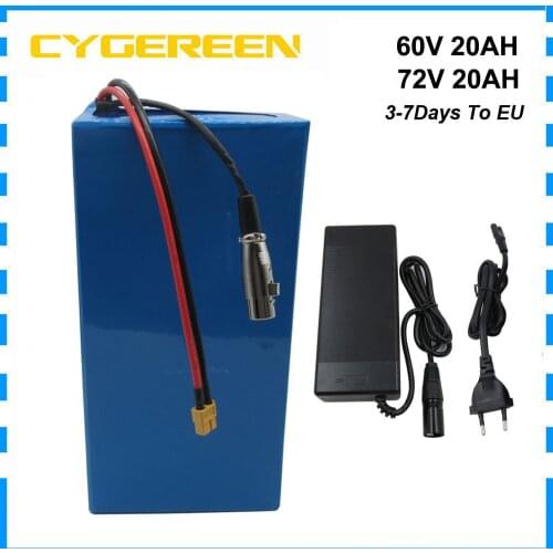 16S 60V 1500W 20AH Lithium 18650 battery pack 1000W 60 V 10AH 15AH 30AH Electric bike bicycle battery with 30A BMS 2A Charger