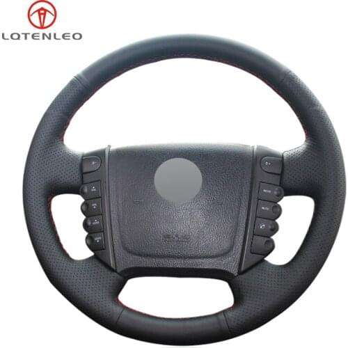 LQTENLEO Black PU Artificial Leather DIY Hand Sew Car Steering Wheel Cover For Ssangyong Rexton Rexton W Rodius