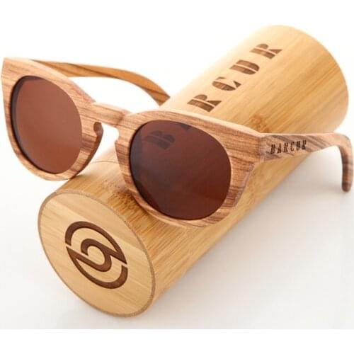 BARCUR Zebra Wood Sunglasses Women Polarized UV400 Brand Male Driving Glasses Men