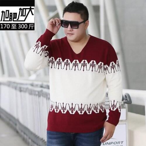 Plus size 2XL-7XL (bust 146cm)big yards men youth Color matching knitting clothes man casual sweater autumn round neck knitwear
