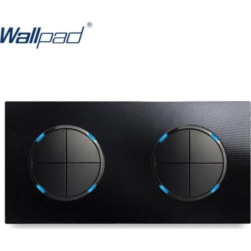 Wallpad 8 Gang 2 Way Switch Wall Light Switch With LED Indicator Aluminum Metal Panel