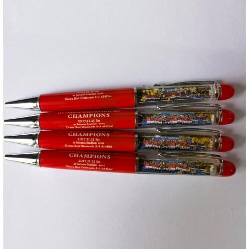 Novelty CHAMPIONS Team Photo Glitters Red 2D Floater Liquid Ballpoint Floating Pen