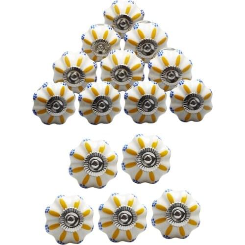 New Ceramic Painted Cupboard Knobs Floral Decorative Drawer Knobs Vintage Style Wardrobe Dresser Furniture Handle