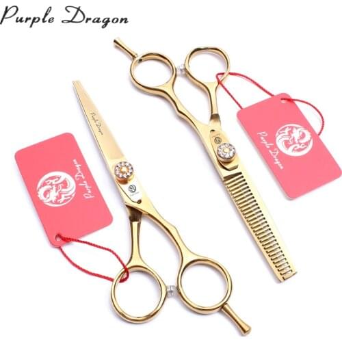 5.5" 6" Stainless Gold Grooming Scissors Straight Scissors Thinning Shears Animal Shears Pet Scissors Add Bag Dropshipping Z1020