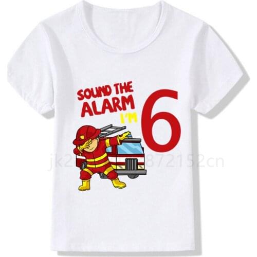 Number1-10 Baby Boys Girls Funny Fire Truck Clothes Short Sleeve T Shirt Pure Fire Truck T-shirt Brand Tee Tops Unisex