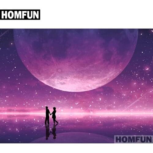 HOMFUN 5D Needlework Diy Diamond Painting Cross Stitch "moon couple" Diamond Embroidery Square Round Drill Crafts A01081
