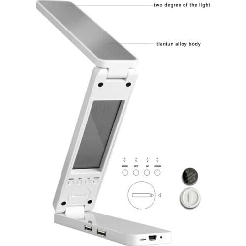 [Seven Neon]10sets 18leds dimmable foldable&rechargeable bright led desk lamp with calendar and USB port,led desk reading lamp