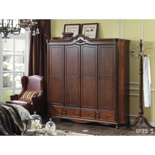 Wooden doors wardrobe bedroom furniture antique birch wood 4 door wardrobe четыре двери деревянный шкаф GF25.5