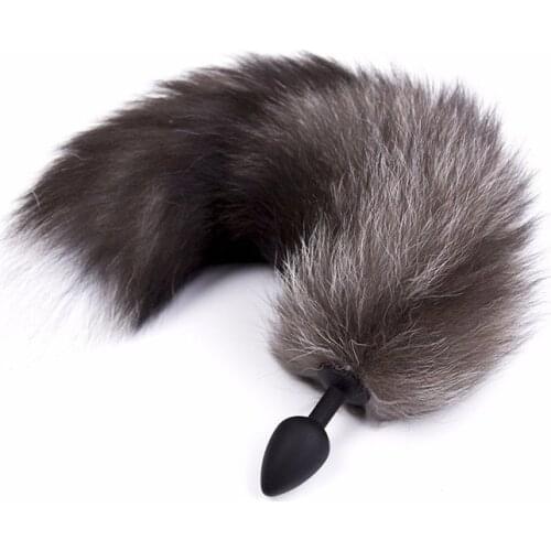 Silicone Anal Plug Black Butt Plug Tail Smooth Fur Anal Sex Toys For Woman Gay Prostata Massage Buttplug Sextoy Anus Expansion