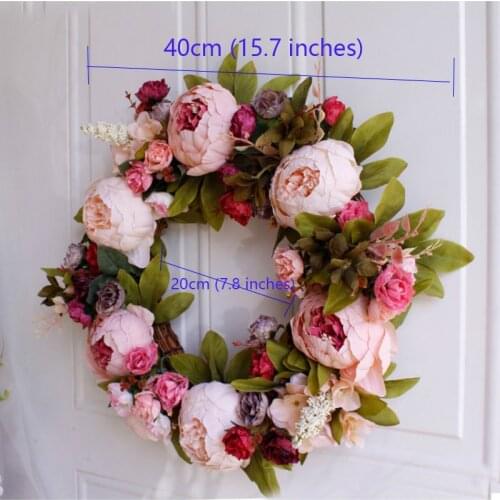 Peony flower wreath ring simulation circle making crown door wedding decoration family party home room decoration