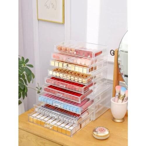 INS Style Lipstick Storage Box Drawer Type Long Tube Lip Glaze Eyebrow Eye-Shadow Organizer Case Stationery Desktop Container