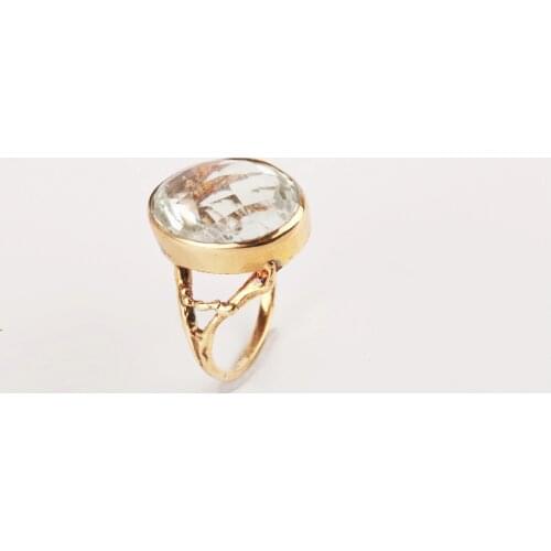 UM US JEWELRY Citrine Cubic Zirconia Gold Plated 925 Sterling Silver Women 'S Ring