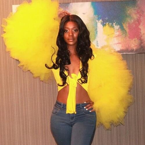 Sexy Puffy Tulle Crop Top Ruffled Long Sleeve Women Tops Blouse Shirt Chic Short Party Wear for Girls Custom Made ropa mujer