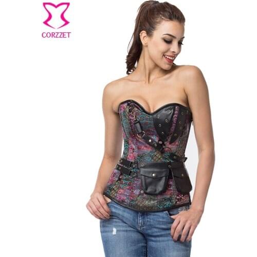 Purple Brocade Vintage Korsett For Women Corsets And Bustiers Steampunk Gothic Corset Sexy Corpetes E Espartilhos Plus Size 6XL