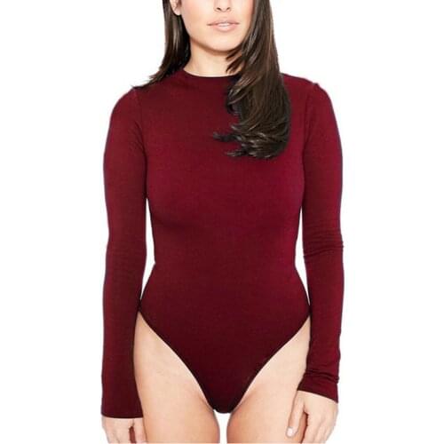 Long Sleeve Solid Skinny Bodysuit Women Body Feminino Round Neck Stretch Sexy Bottoming Bodysuit Tops Casual Womens Rompers