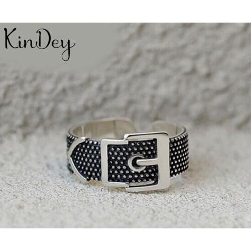 Personality Gothic Vintage Belt Rings For Women Bridal Wedding Engagement Punk Resizable Antique Rings Rock Jewelry