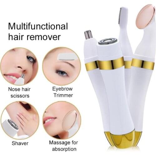 10Set/Lot Eyebrow Trimmer Razor Massage Guide Facial Cleanser Hair Remover Four-In-One Electric Nose Hair Shaver HA2381