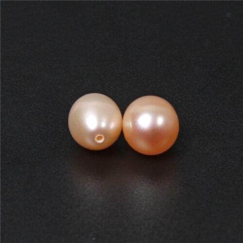 8-9mm Golden Oval Cultured Pearl Beads Half Drilled Pink Natural Rice Pearls For Jewelry Making DIY Accessories Earrings 10PCS