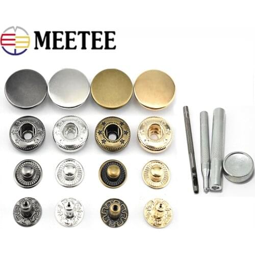 20sets Meetee 10-20mm 655# 633# 831# Snap Buttons Press Stud Rivet Fastener Sewing Leather Craft Coat Clothes Accessory + Tools