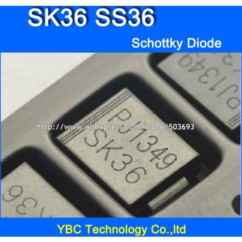 50pcs/lot SK36 SS36 SMC 3A/60V Schottky Diode