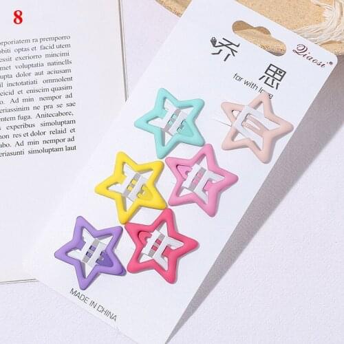6 PCS Cute Girls Star Hairpins Girls Snap Barrettes Candy color BB Clips Fashion Hair Accessories Girl Headdress