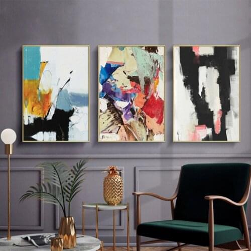 Abstract Multi-color Block Living Room Creative Decorative Painting Art Atmosphere Light Luxury Sofa Background Wall Frameless