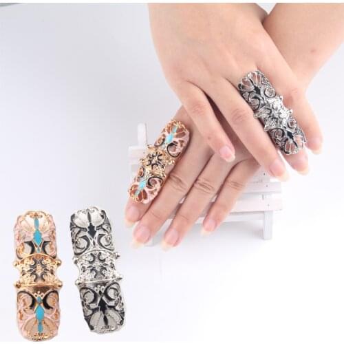 AE-CANFLY Trendy New Dripping Hollow Rings Fashion Jewelry Bohemia Creative Pattern Double Rings Accessories