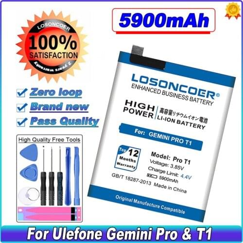 LOSONCOER 5900mAh For Ulefone Gemini Pro T1 Battery
