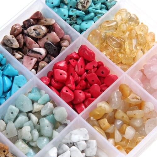 15 Grid Irregular Natural Stone Perforation Beads for Jewelry Making DIY Charms Necklace Anklet Bracelet Accessories