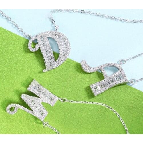 Pendant Necklace 26 Letters Chain Pendants Necklaces Women Elegant Zircon Jewelry Snake Chain Bridal Party Wedding Jewelry Gift