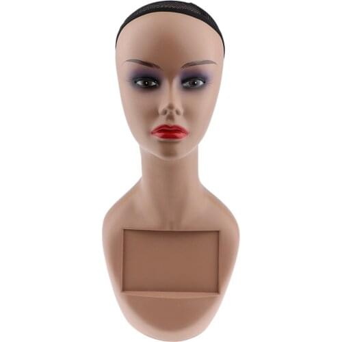 Black Women Mannequin Head Bust Manikin Model for Wig Hat Jewelry Display Female Red Lip