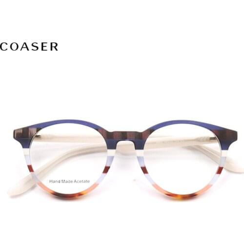 COASER 2020 Vintage Acetate eyeglasses Glasses Frame Women Suit Prescription Optical Eyeglasses Lens Men Sungalsses Eyewear