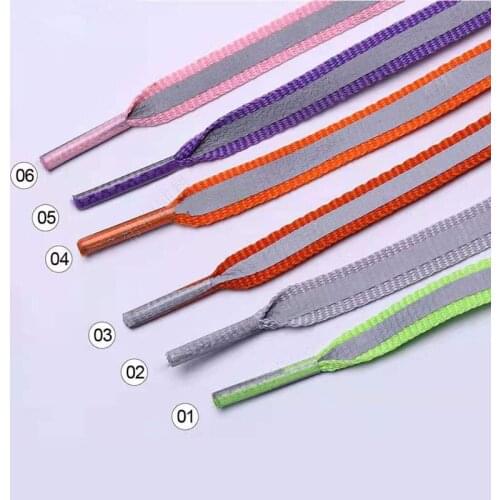 80/100/120cm 1 Pair Reflective Shoelace 8mm Wide Spot Shoe Lace Colored Polyester Filament Outdoor Safety Striped Shoes Laces