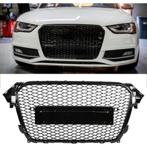 For RS4 Style Front Sport Hex Mesh Honeycomb Hood Grill Gloss Black for Audi A4/S4 B8.5 2013 2014 2015 2016 auto accessories