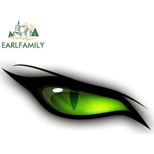 EARLFAMILY 13cm x 5.9cm for Green Eyes Car Stickers Laptop Scratch-Proof VAN Waterproof Decal Occlusion Scratch Vinyl Car Wrap