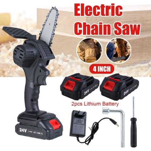 550W 4 inch Electric Pruning Saw Mini Chainsaws Rechargeable Cordless with Lithium Battery Charger Woodworking Garden Logging