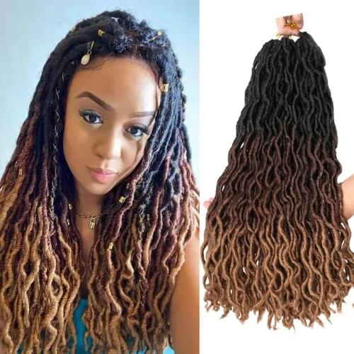 DAIRESS 18 inch Synthetic Crochet Hair Wavy Gypsy Locs Crochet Passion Twist Goddess 24 Brown Artificial Synthetic Curly Hair