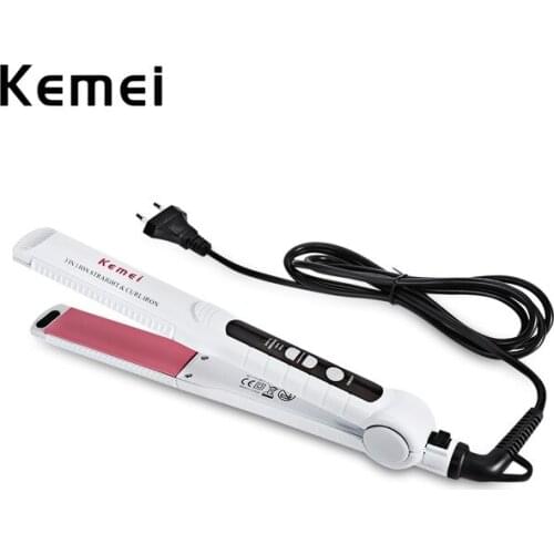 Kemei-1878 3 In 1 Hair Curler Straightener 100-240V Iron Hair Corrugated Women Hair Curling & Straightening Styling Curler Tools