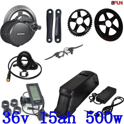 36V bafang BBS02B 36v 500w mid central crank motor electric bicycle conversion kit + 36v 15ah lithium battery use samsung cell