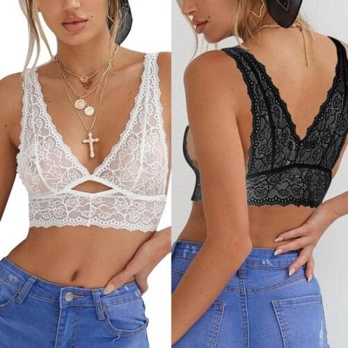 Lace Women Sex Bra Lingerie Perspective Costume Deep V Underwear Bodysuit Ultra-Thin Sex Clothes For Women For Date Night