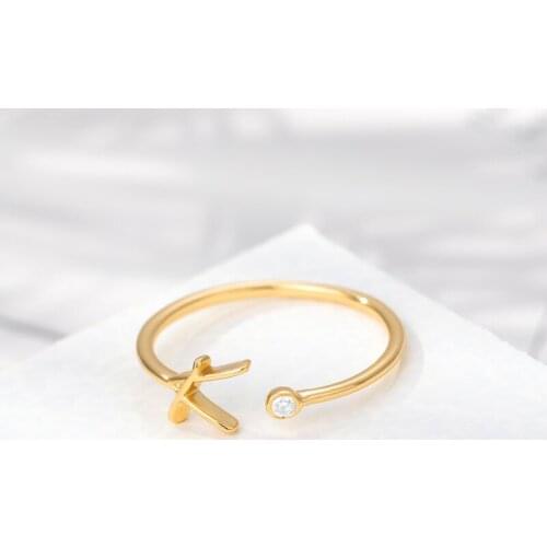 Tiny Initial Letter Finger Rings For Women Stainless Steel Gold Letter A-Z Ring AdjustableBoho Aesthetic Jewelry Bijoux Femme