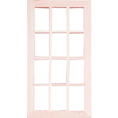 1:12 Scale Wooden Window Dollhouse Miniatures Model Decoration Accessory