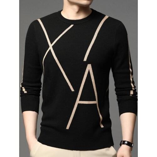 2021 New Fashion Knit High Winter Wool Pullover Black Sweater For Man Cool Autum Casual Jumper Mens Clothing