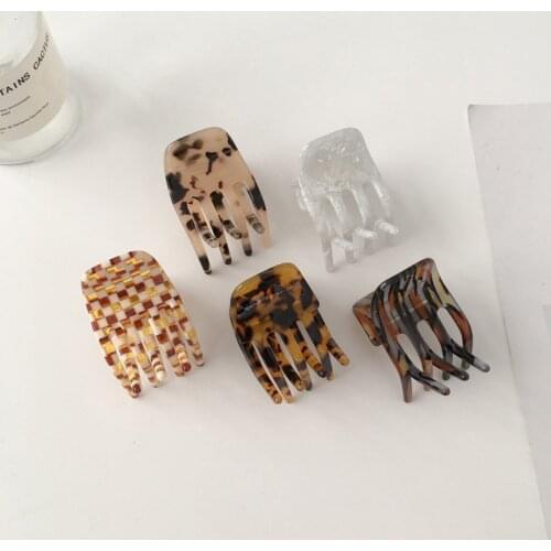 New Mini Acetate Hair Claws Crab Clamps Charm Solid Color Leopard Women Girls Small Size Hair Clip Headdress Hair Styling Tool