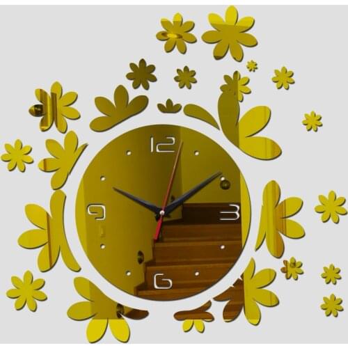 New hot diy wall clock home decoration quartz watches Europe clocks living room still life acrylic mirror wall stickers