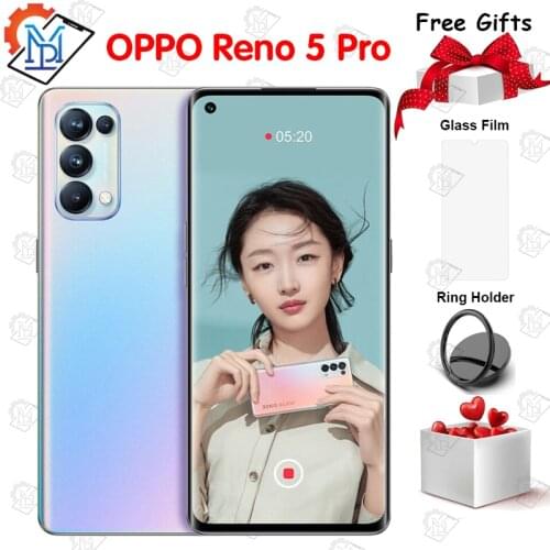 Original Oppo Reno 5 Pro 5G Mobile Phone 6.55 Inch 8G+128G MT6889Z Octa Core Android 11 64MP Camera 65W Super Charger Smartphone