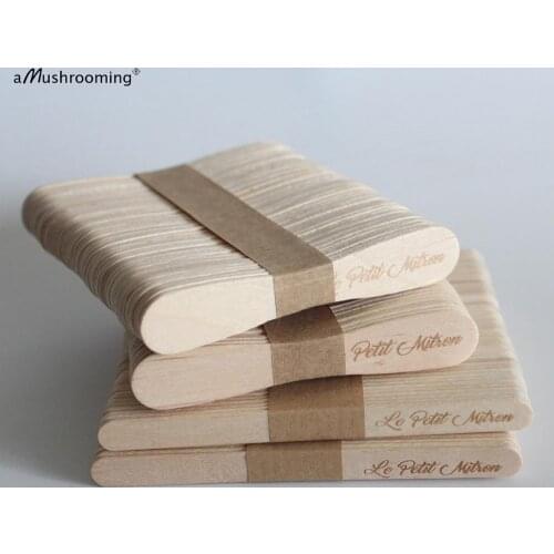 100ct Custom Ice Cream DIY sticks Biodegradable Cake Wooden Bow Tie Sticks for make fan Kids Art Craft Project Supply