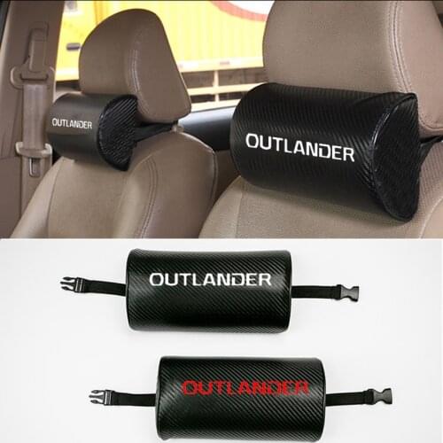 Carbon Fiber Texture PU Leather Car Auto Seat Head Neck Rest Cushion Headrest Pillow Pad For Mitsubishi Outlander