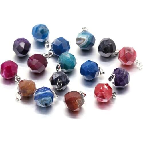 Natural Stone Pendants Faceted Dragon Pattern Colorful Crystal Agates Stone Charms for Jewelry Making Necklace Bracelet Gift DIY