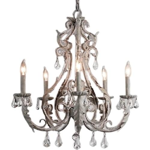 Retro wrought iron chandelier gray simple living room bedroom chandelier light luxury chandelier